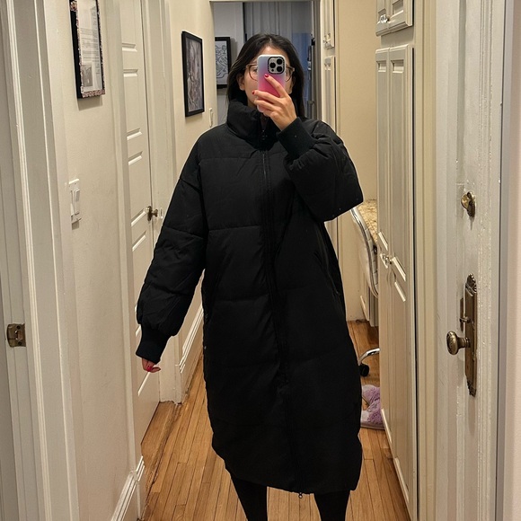 Abe Longline Puffer Jacket Black - Picture 2 of 6